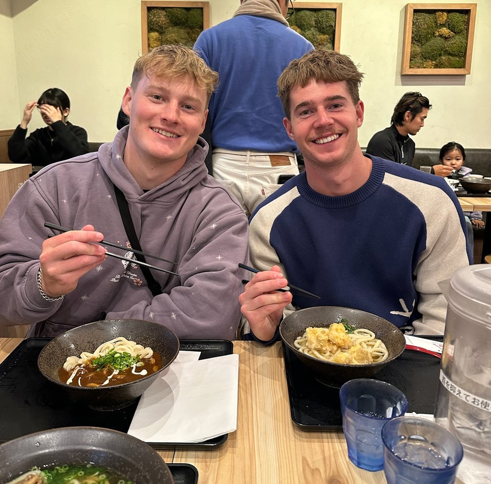 Friends eating ramen